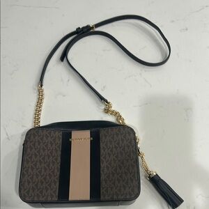 Michael Kors - Brown and Black Crossbody Bag with Signature Monogram